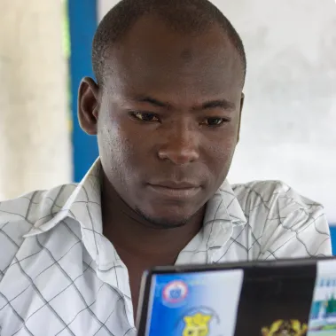 Man looking at a computer screen